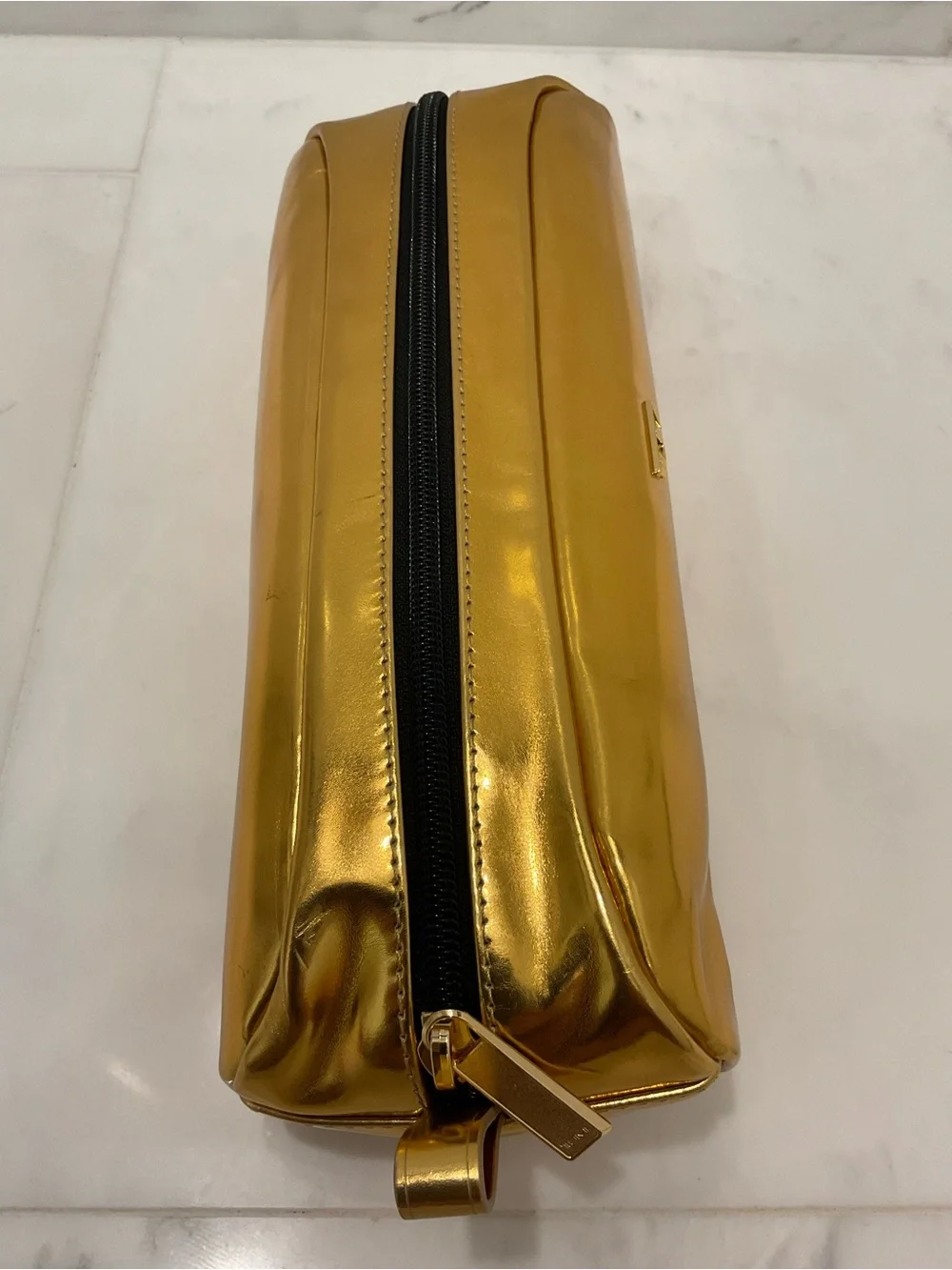 NEW - TUMI Zippered Ballistic Nylon Pencil Case - Cord Pouch - METALLIC GOLD